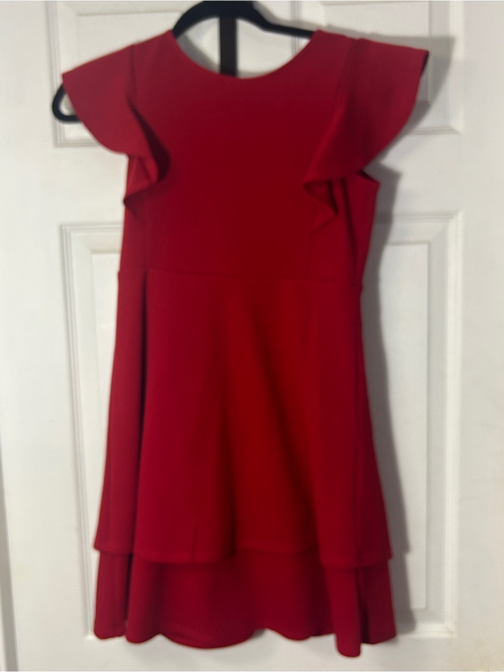 Red Ruffle Sleeve Dress Girls L